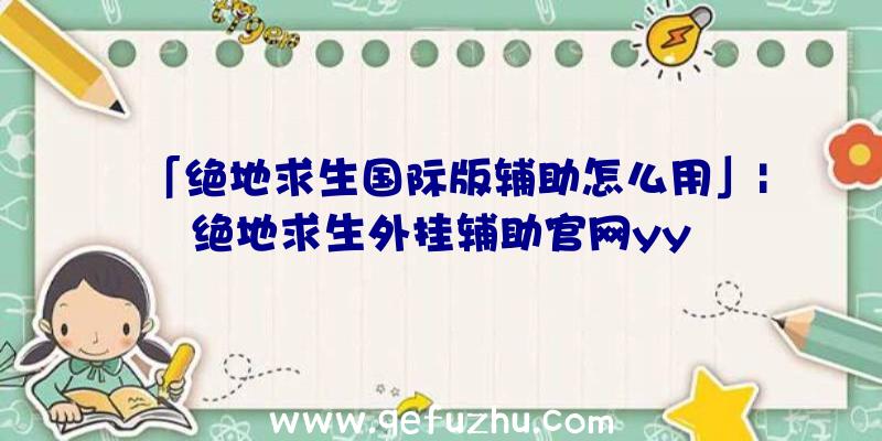 「绝地求生国际版辅助怎么用」|绝地求生外挂辅助官网yy